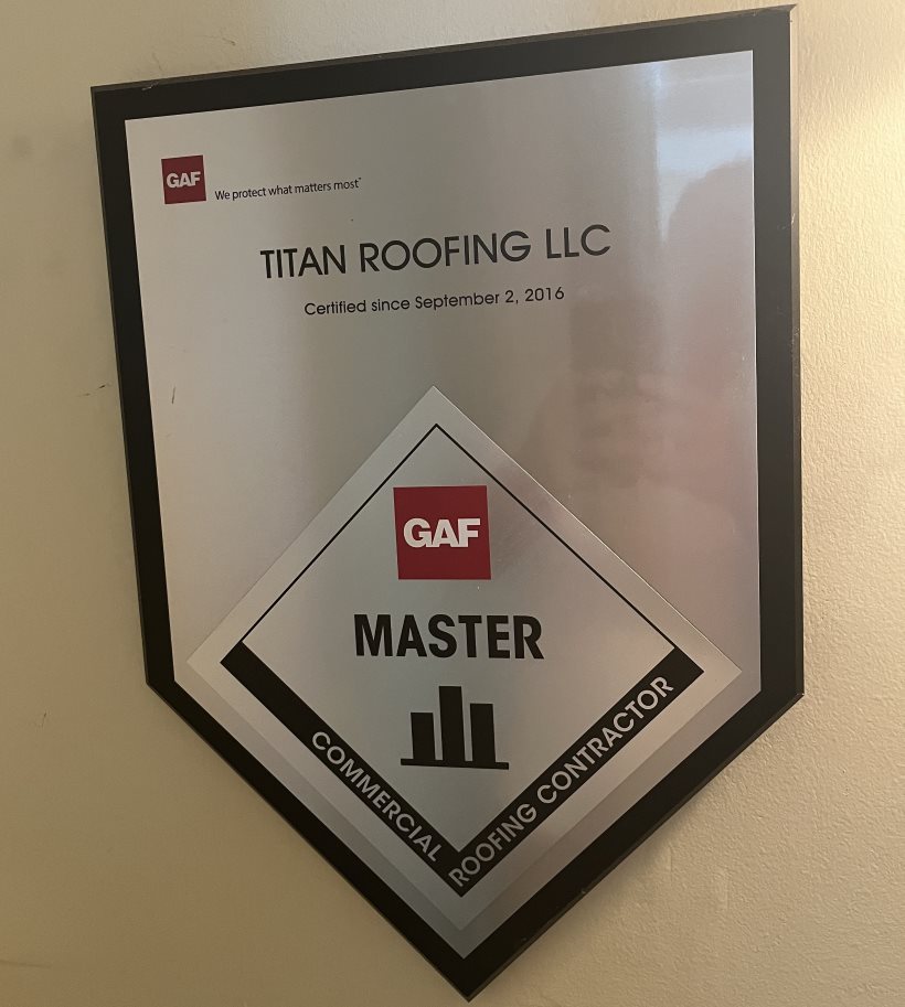 Titan Roofing's GAF Master Contractor award